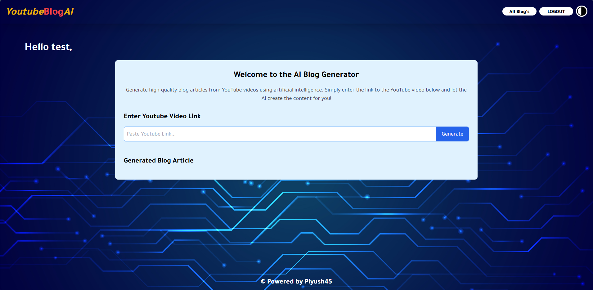 Image of Youtube Blogger AI